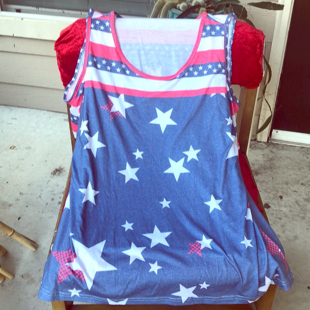 Red, white and blue star spangled top